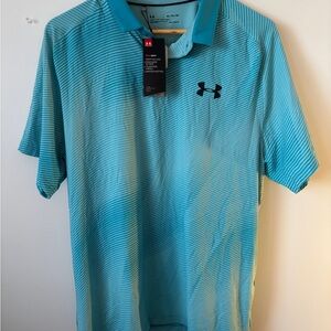 Under Armour Men's Teal Striped Polo Shirt